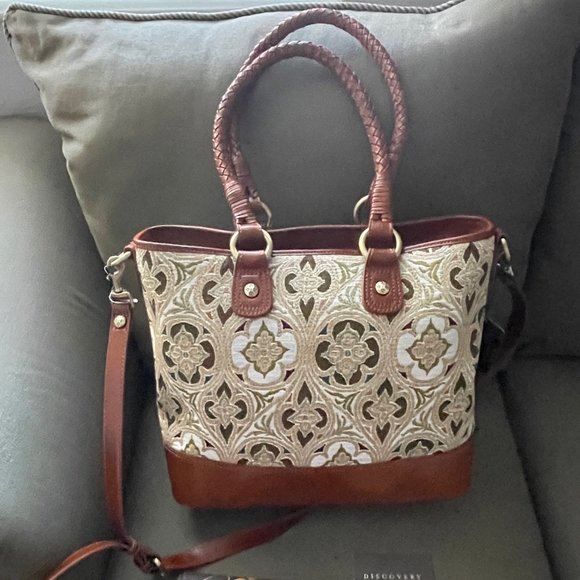 PATRICIA NASH Lesina LEATHER and Tapestry Tote - Picture 2 of 16